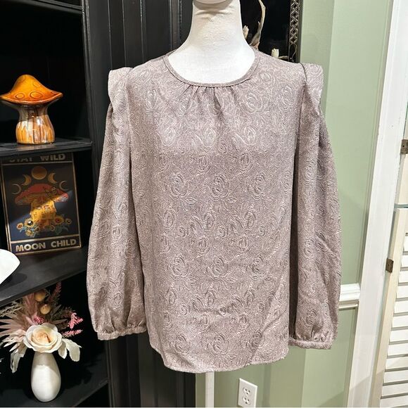 Anthropologies Current Air Los Angeles Textured Puff Shoulder Blouse – Size Larg - Picture 1 of 10